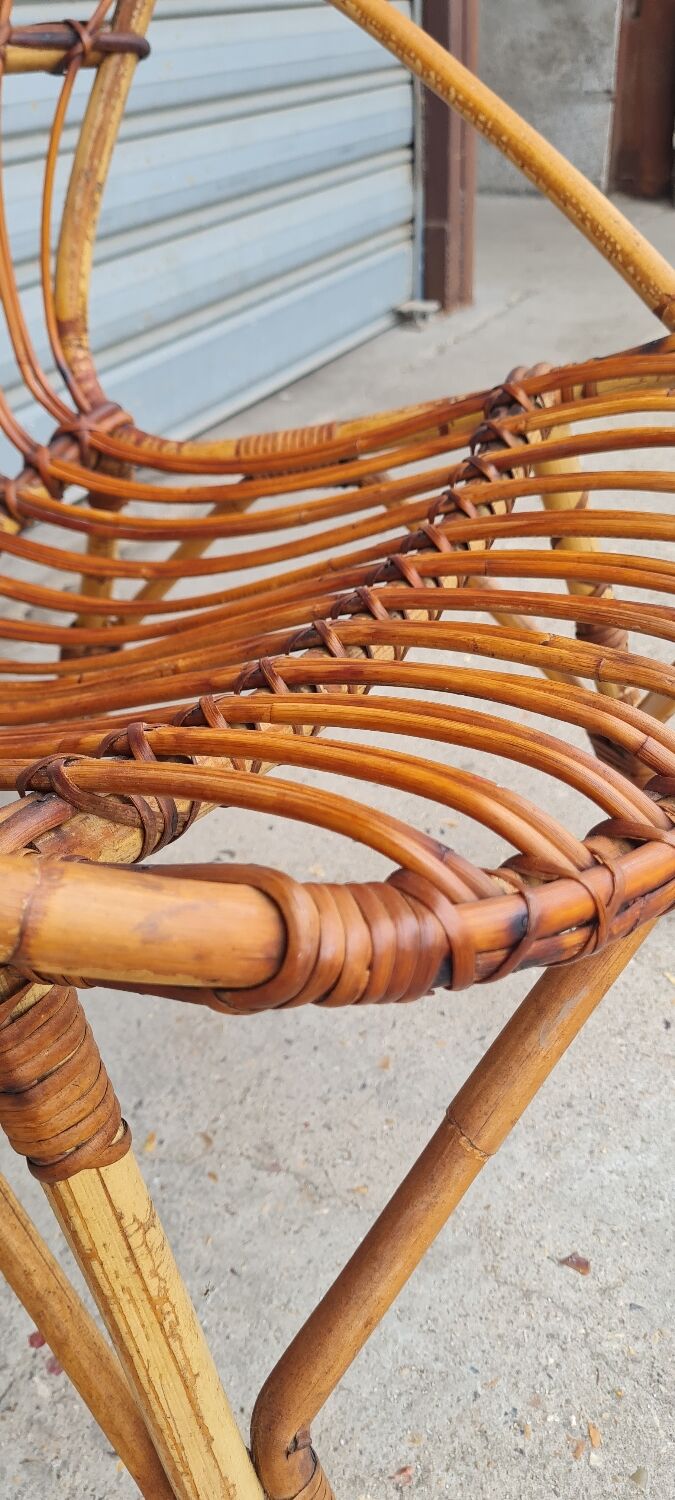 Rattan shell armchair 1960