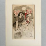 Vintage portait of gentleman and wooman by ink