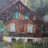 Chalet in the mountains, HST painting 40 x 50