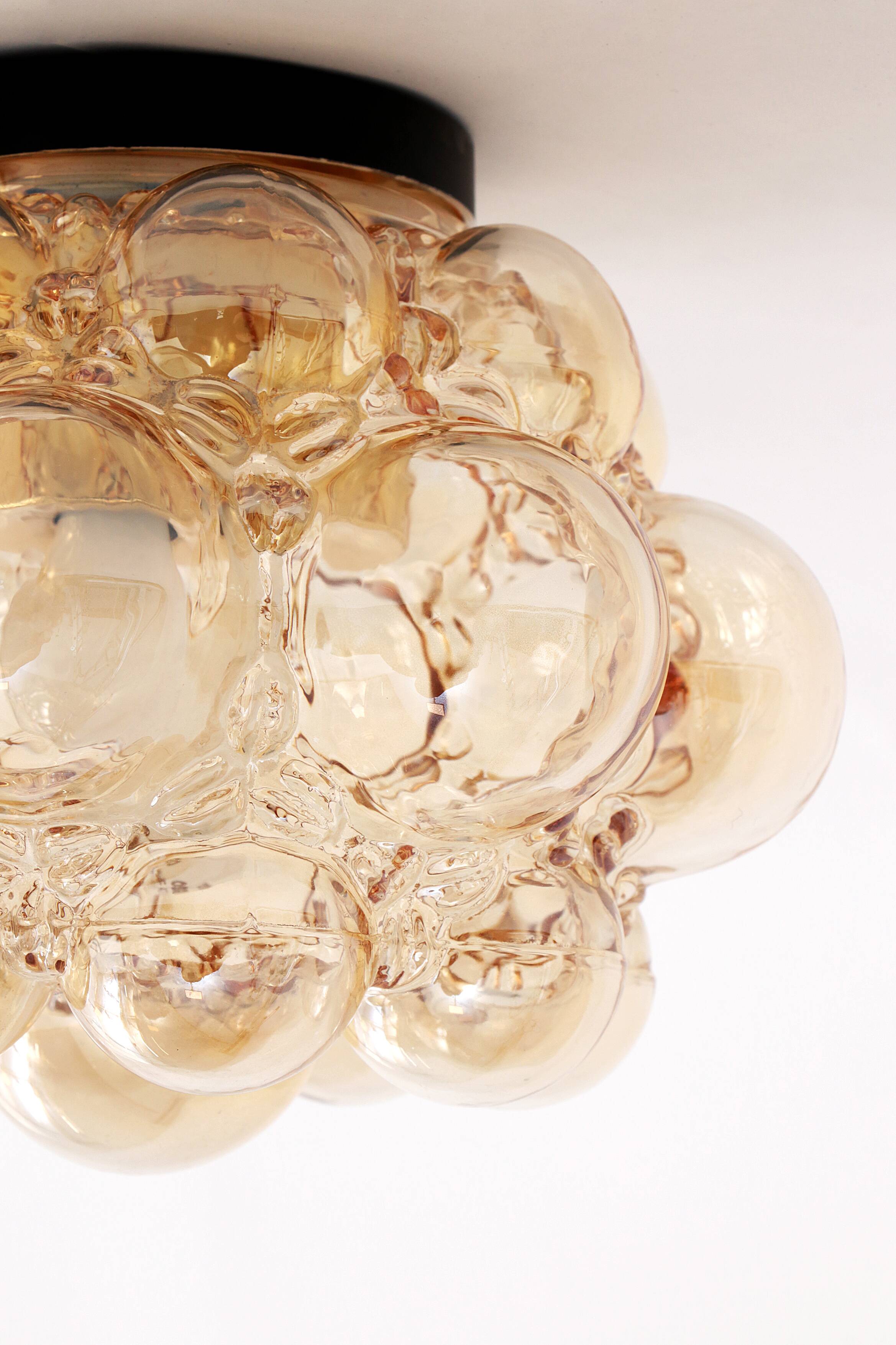 Vintage Amber Bubble Glass Lamp Helena Tynell, 1960