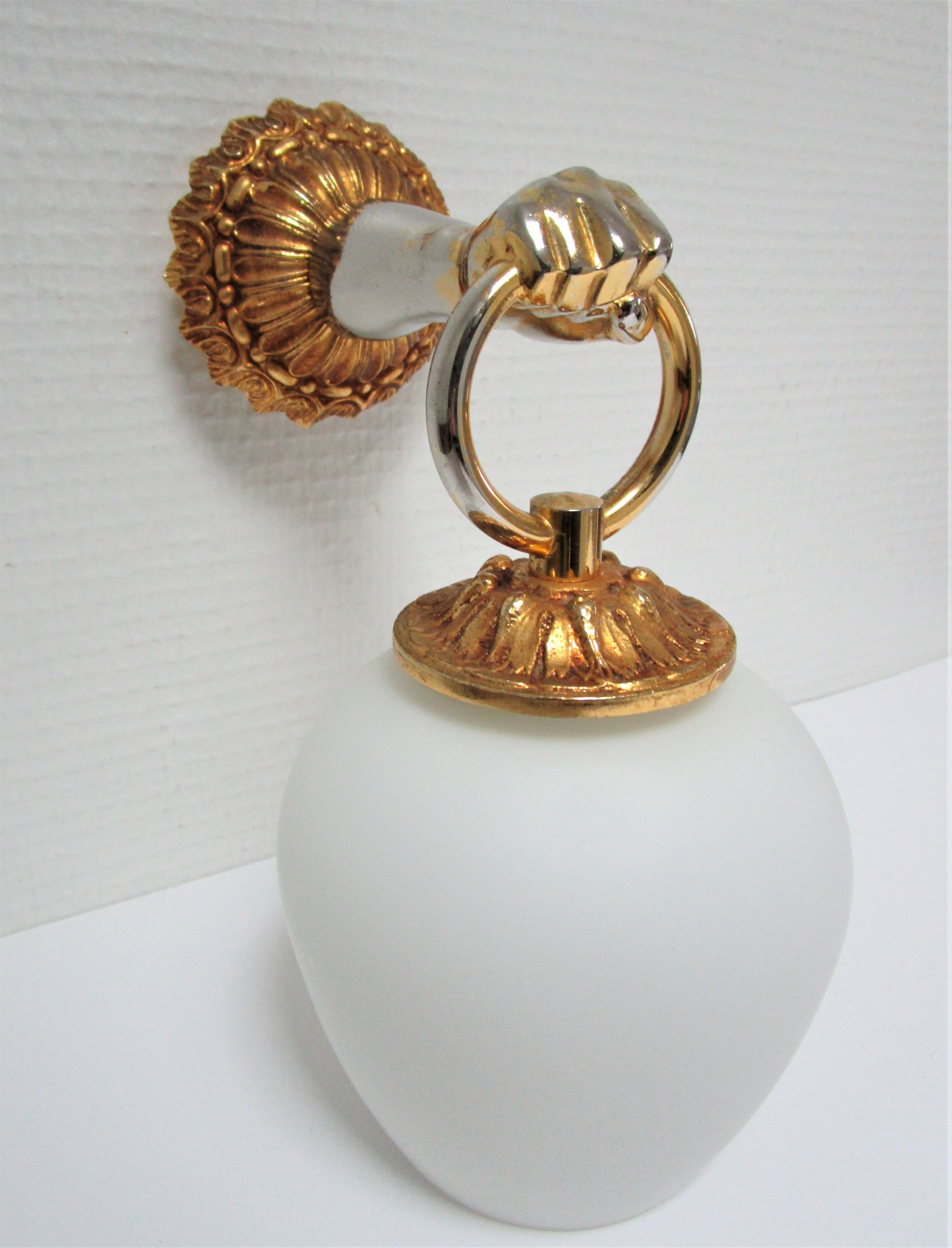 Hand sconce golden metal patinated opaline vintage