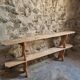 Set of 2 antique French poplar benches, consoles or shelves, circa 1900.