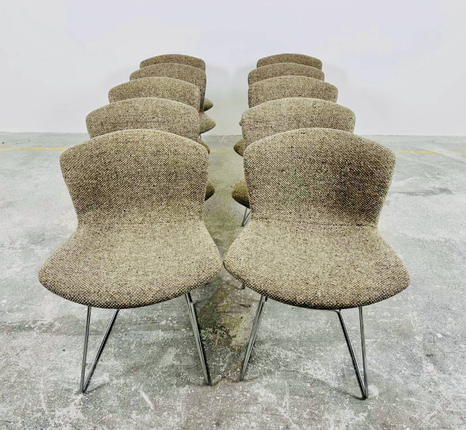 Set of 10 Wire chairs by Harry Bertoia for Knoll