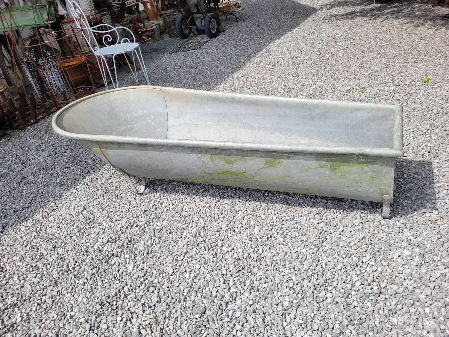 Old zinc bathtub
