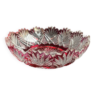 Overlay cut crystal salad bowl