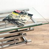 Table basse vintage verre et chrome