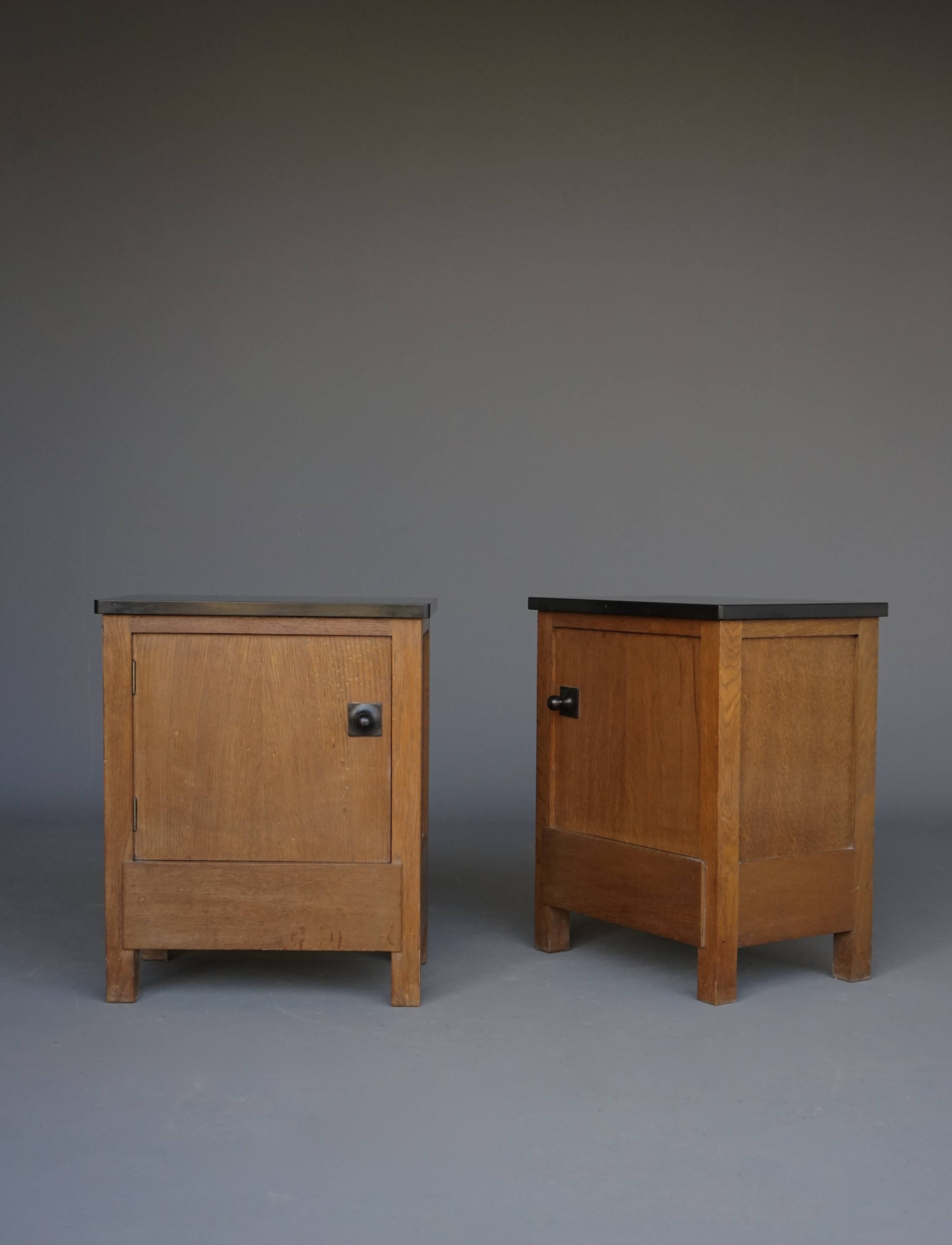 Cabinets de chevet en chêne Art Déco par Henk Wouda pour Pander & Zn., années 1920