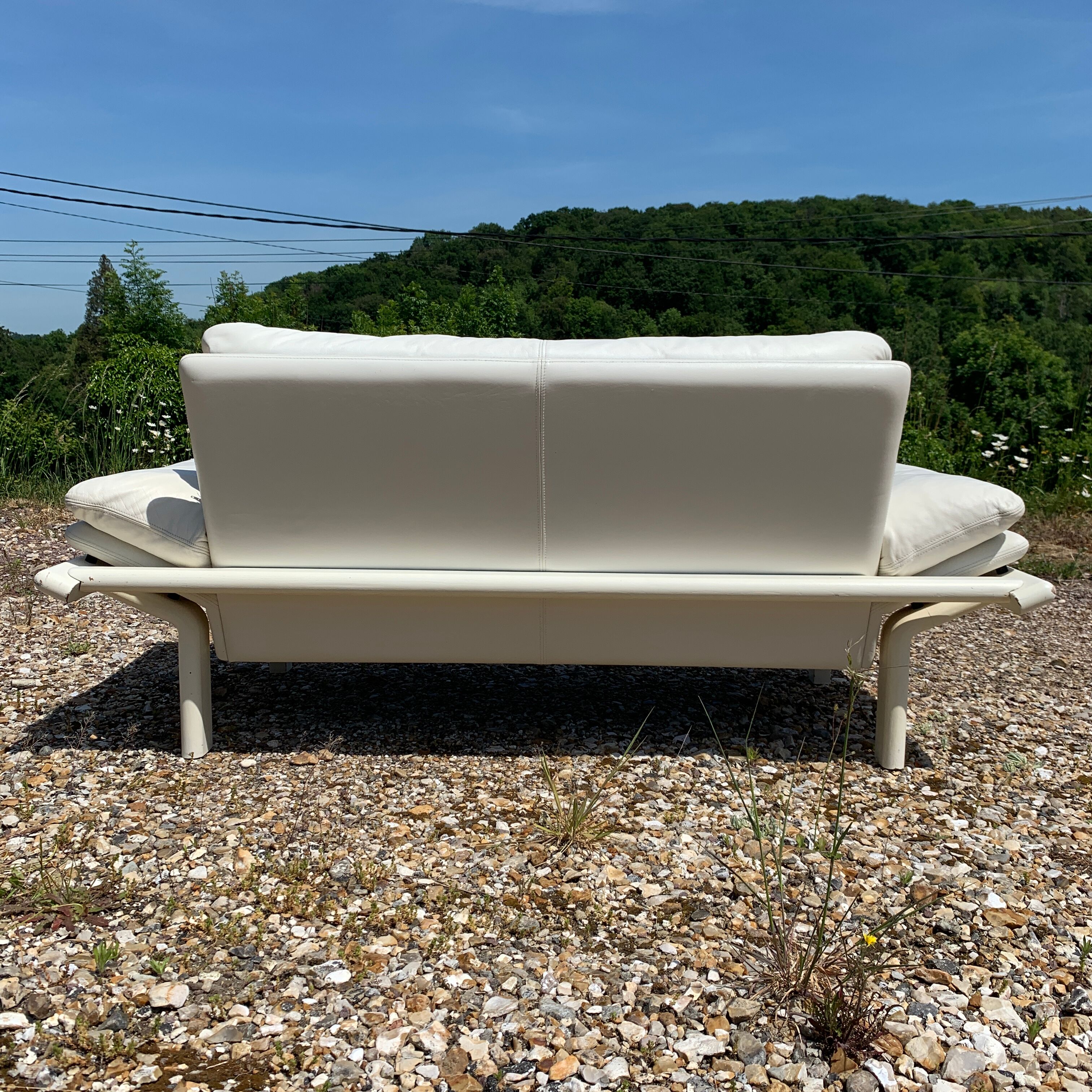 Danish Komfort white leather sofa