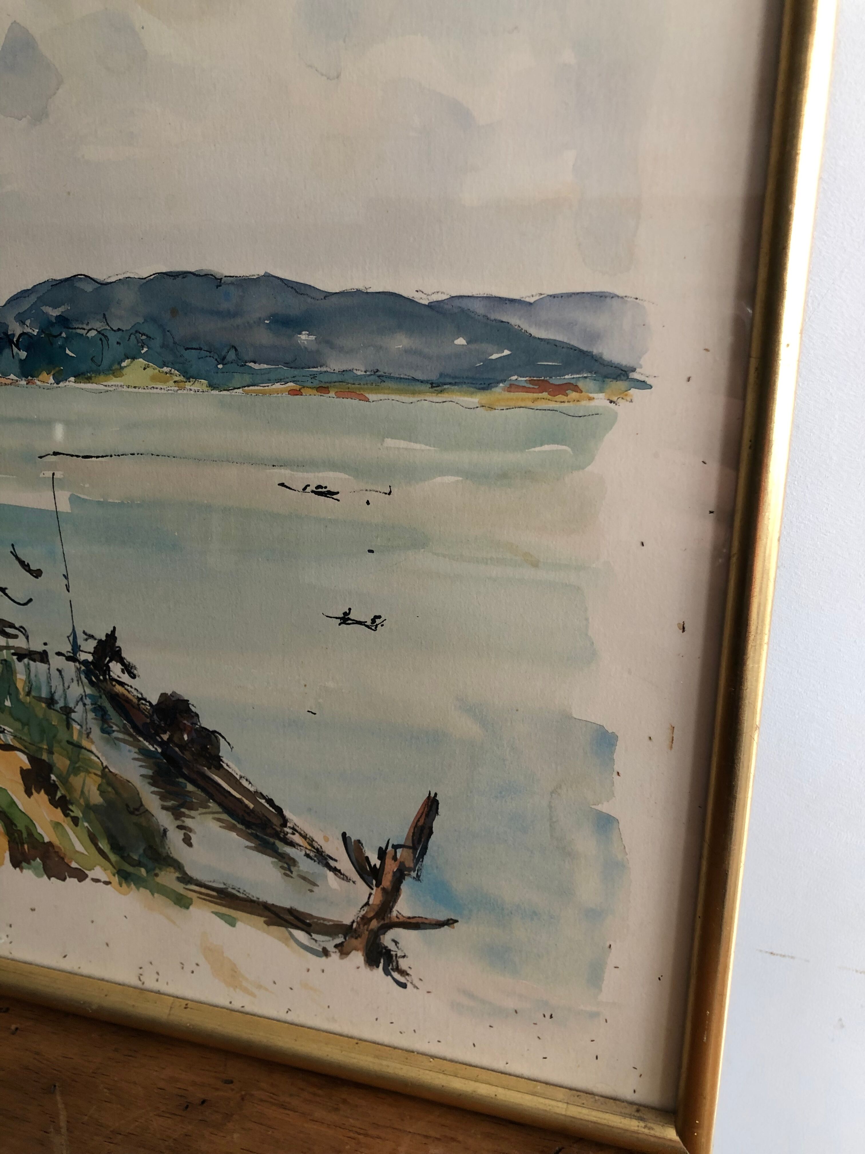 Watercolor by Georges Prestat River in Central African Republic