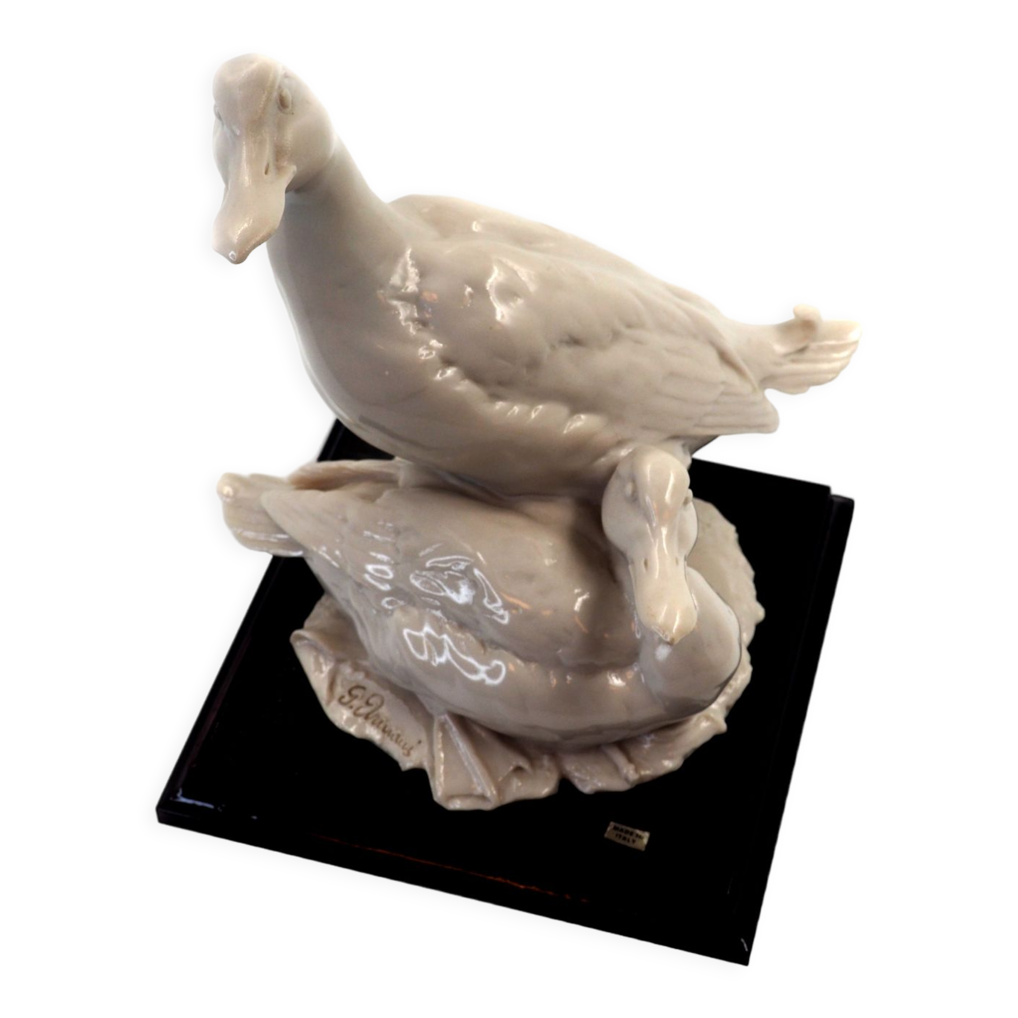 Paire de canards par Guiseppe Armani Capodimonte Florence, porcelaine blanche