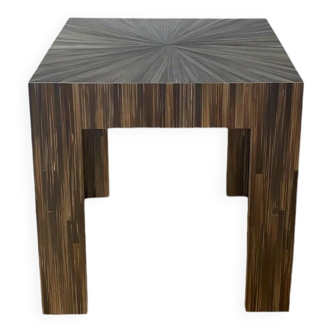 Straw marquetry end table