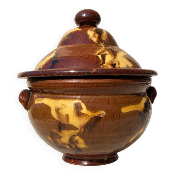 Antique glazed earthenware soup tureen