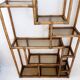 Étagère asymétrique en bambou et verre fumé - Années 1970