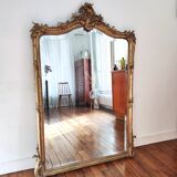 Large gilded mirror louis XV rockery  142x99cm