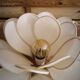 Flower table lamp made of rattan and ivory flannel petals
