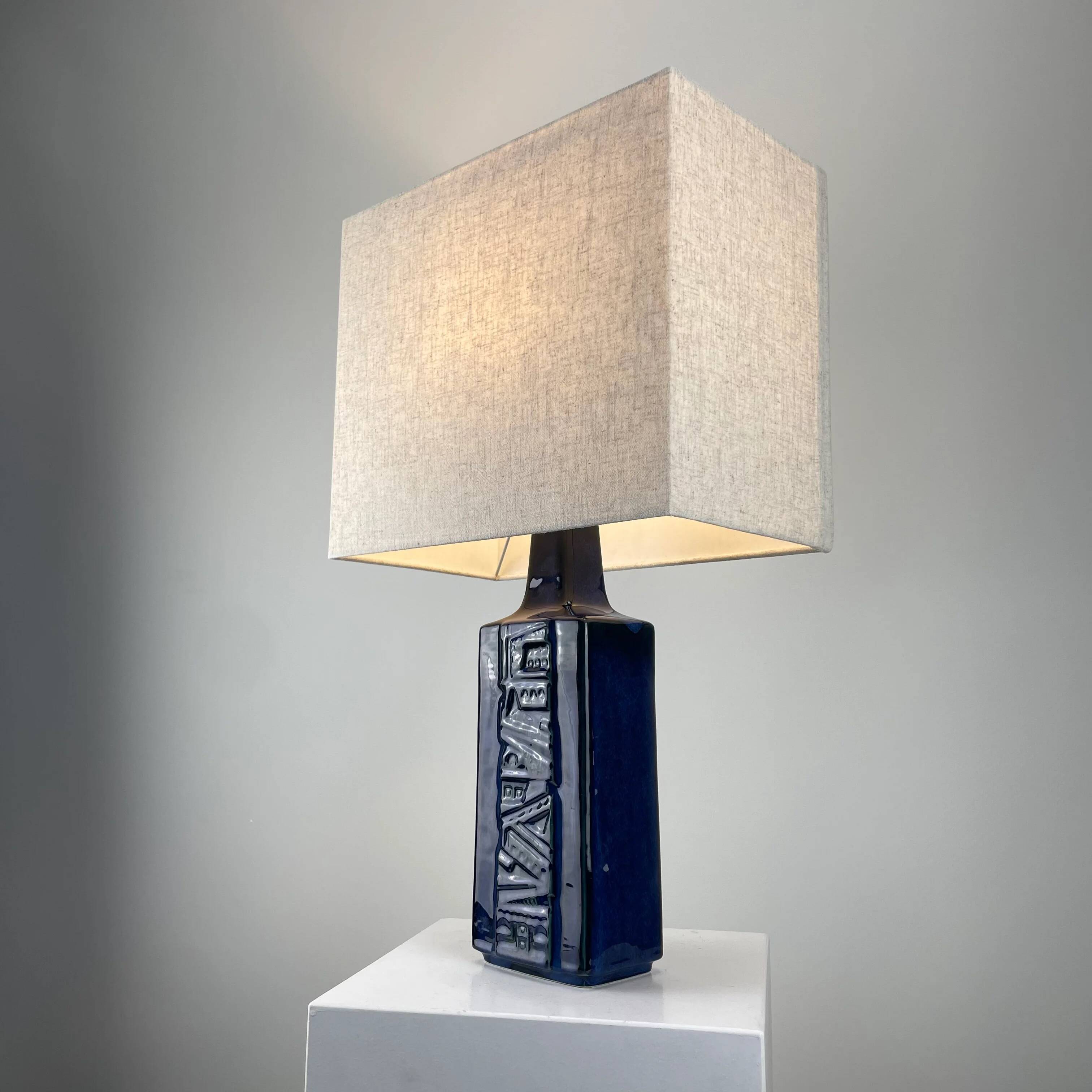Danish blue ceramic table lamp by Désirée Stentoj, 1960.