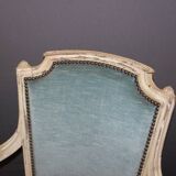 Pair Of Louis XVI Style Armchairs In White Lacquered Walnut Around 1900