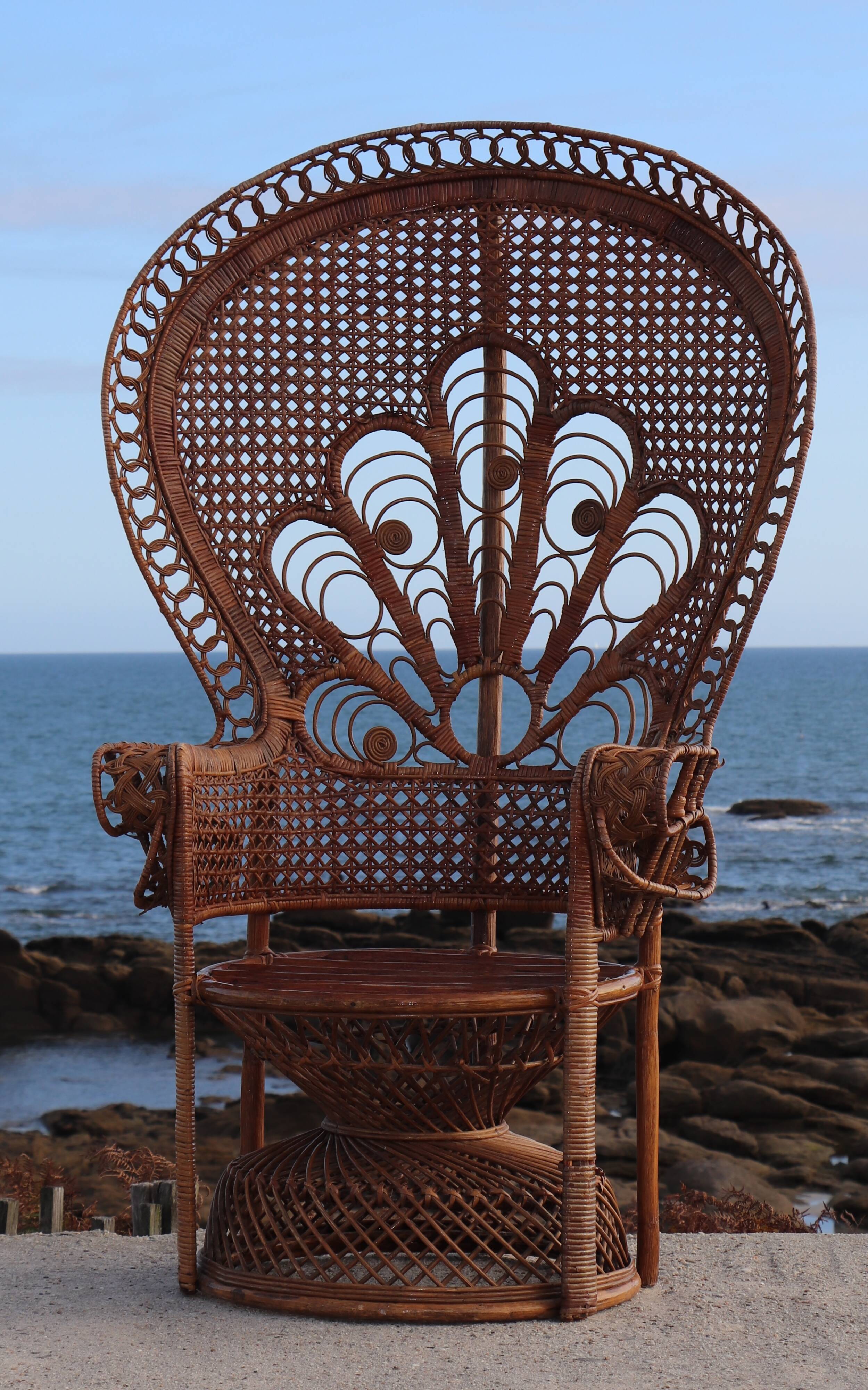 "Emmanuelle" armchair (Peacock chair) in rattan, 20th century