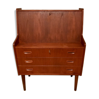 Secretaire bureau vintage design scandinave en teck 1960 made in Danemark danois