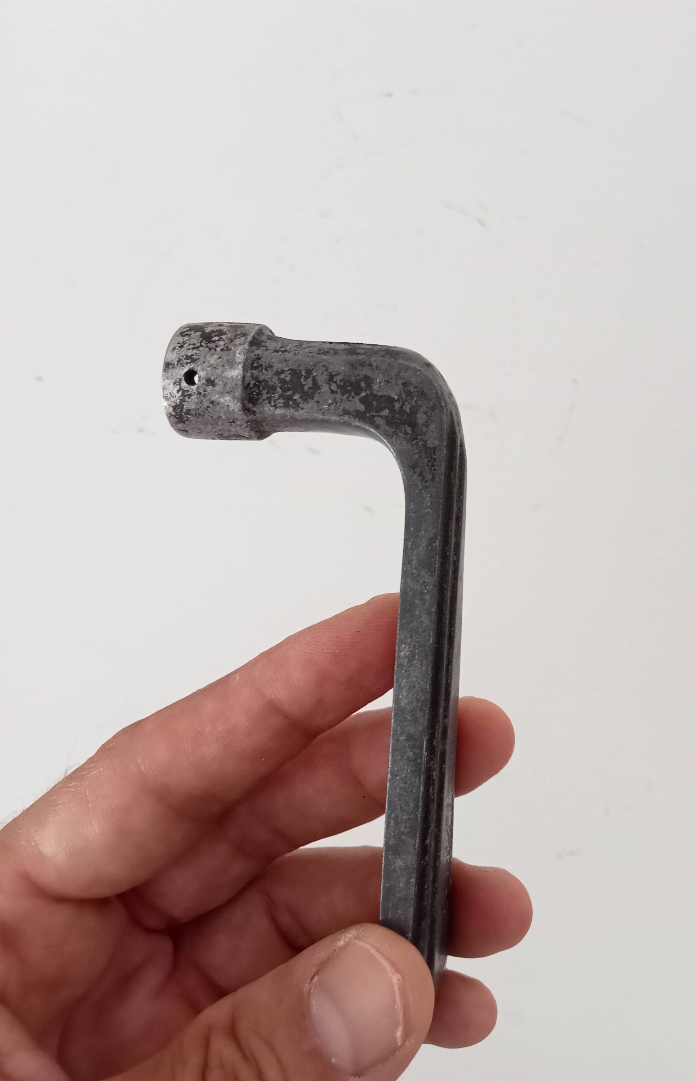Antique Art Deco door handle in solid aluminium
