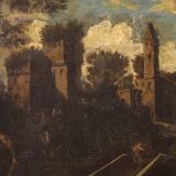 Antique Italian landscape painting from the 18th century