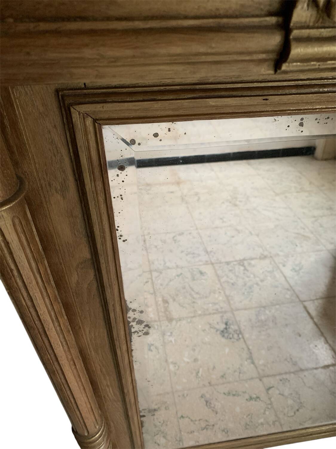 Large mercury beveled wooden mirror