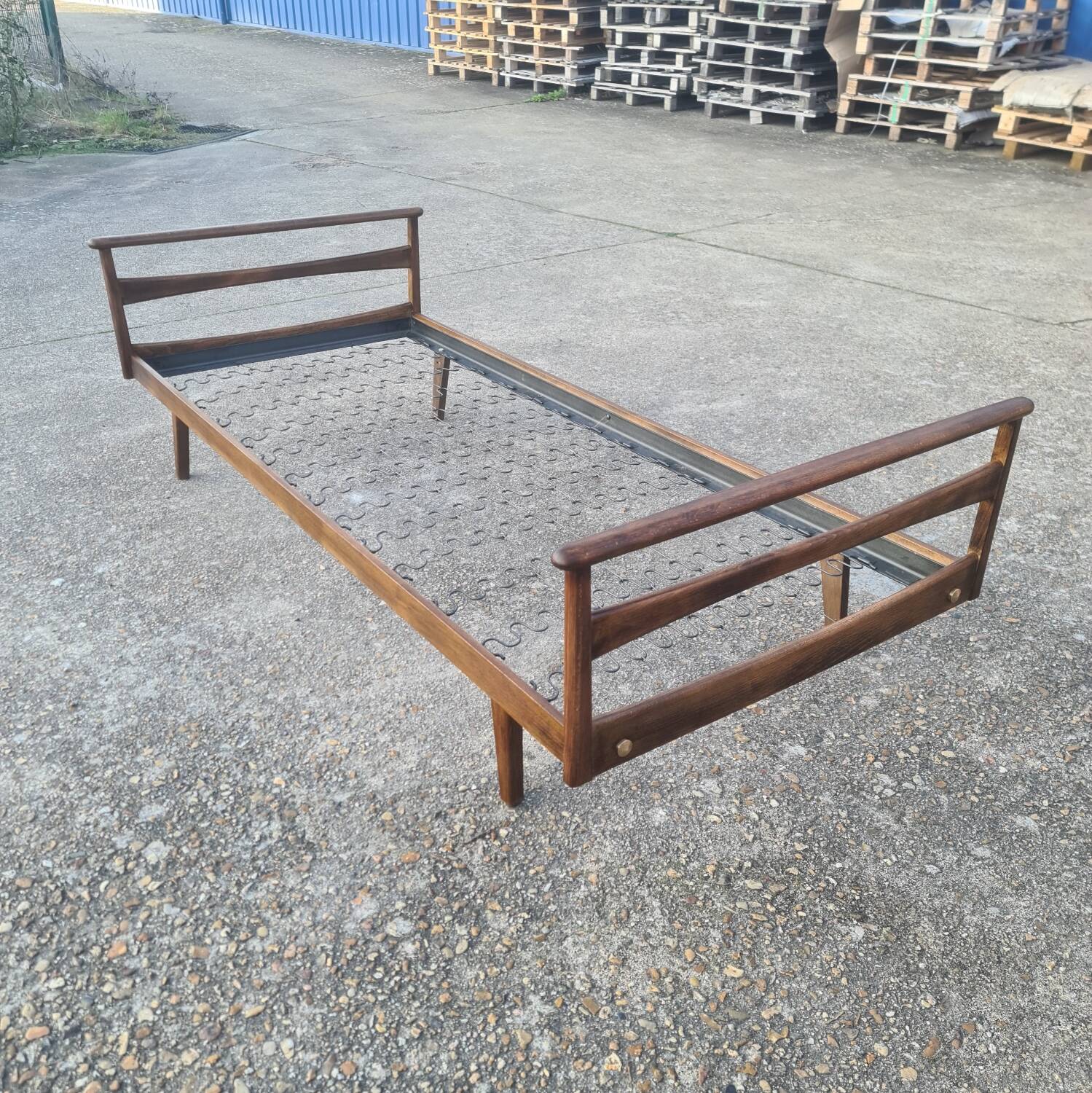 Single bed, Scandinavian teak daybed with compass feet, 1960s