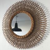 Mirror rattan 50x50cm vintage 1960