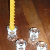 4 molded glass candle holders