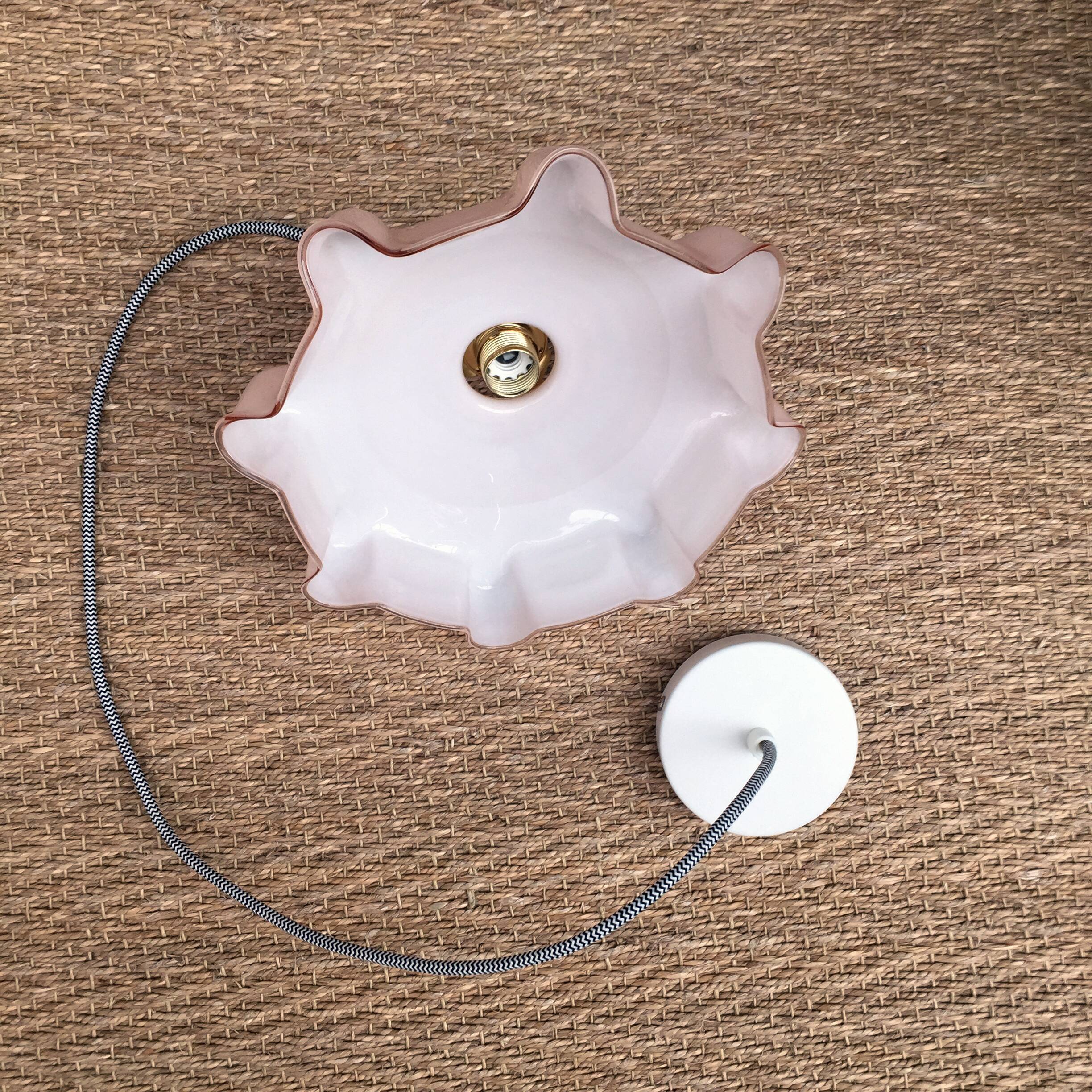 Pale pink opaline hanging lamp