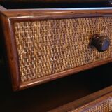 Commodity in rattan 5 drawers