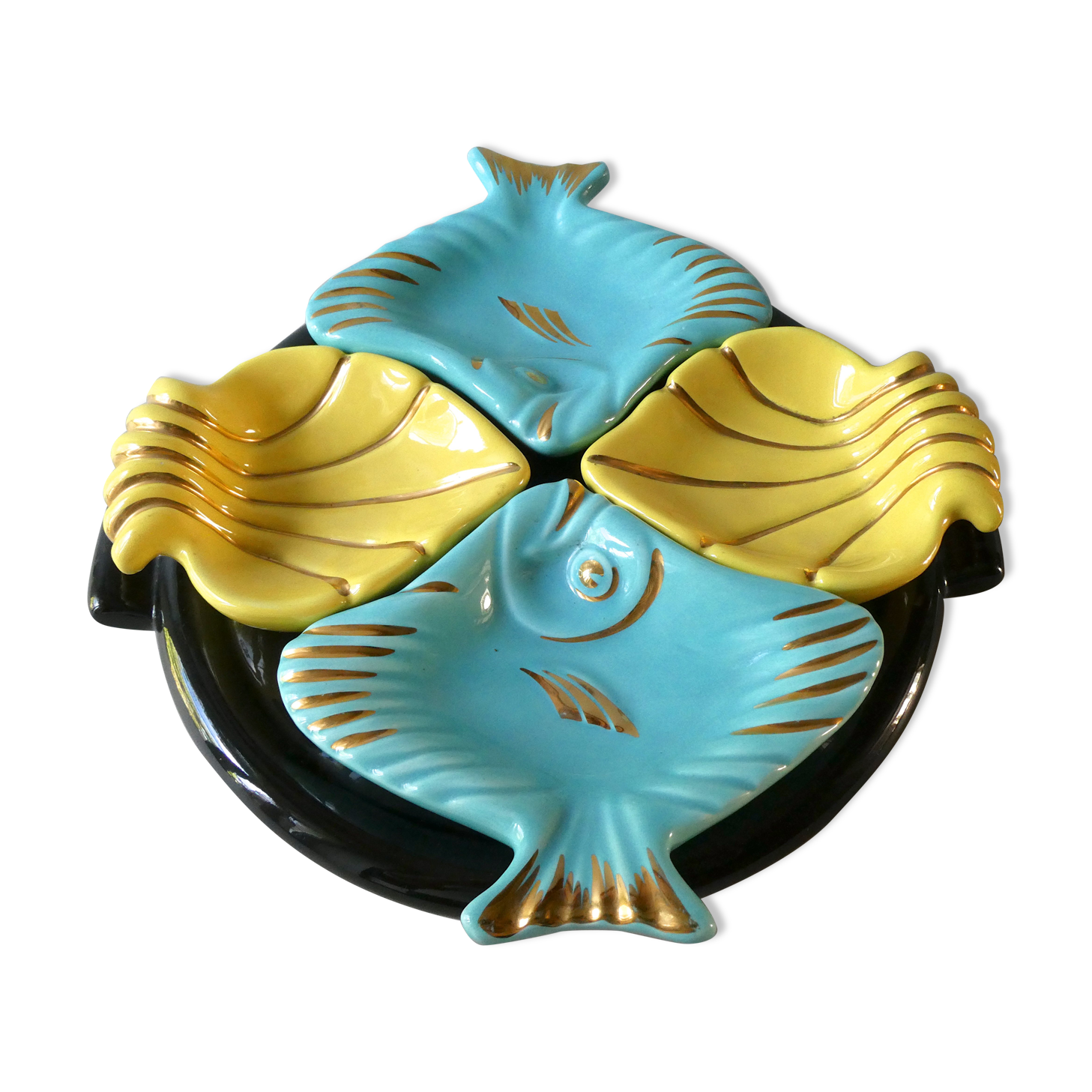 Plateau with its ceramic cups, 50s