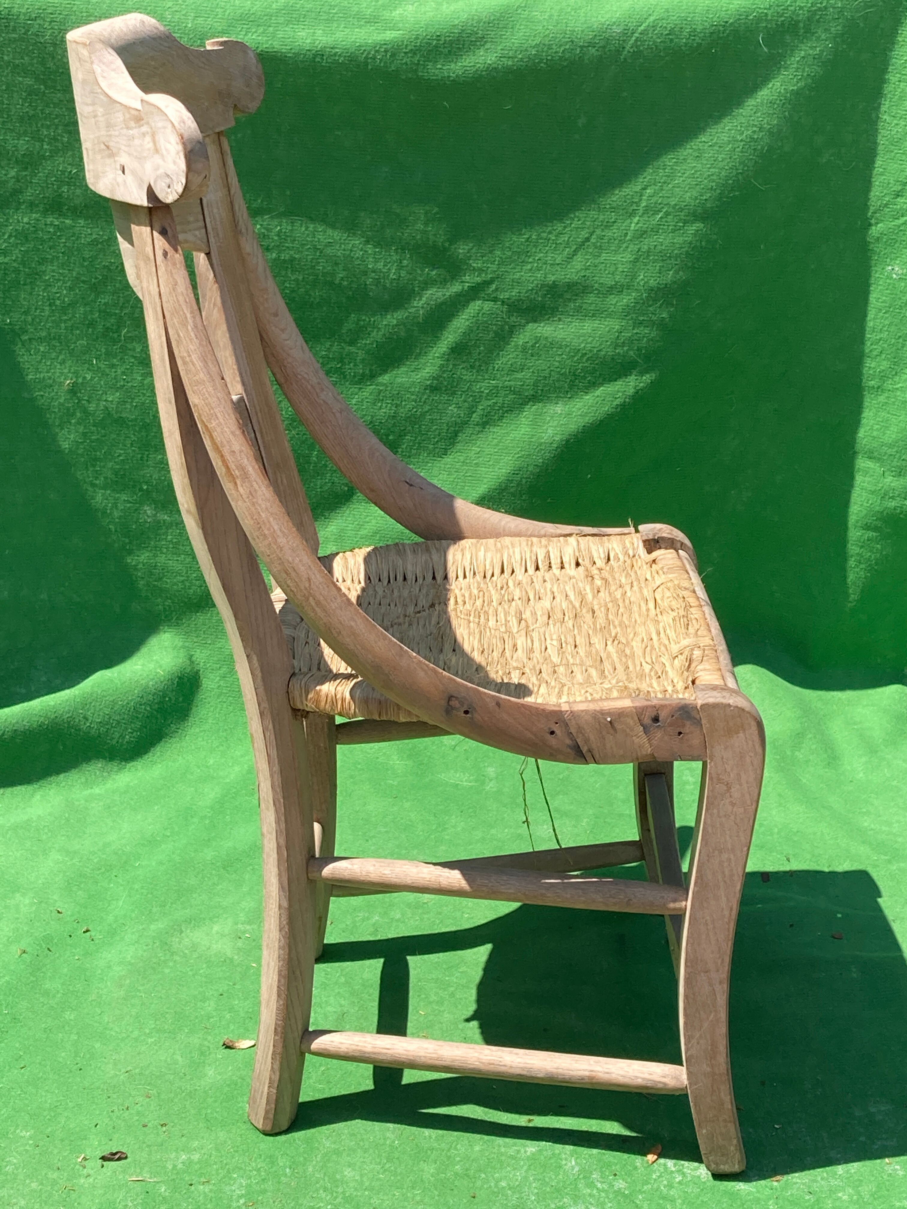 Antique French wicker wabi sabi chair