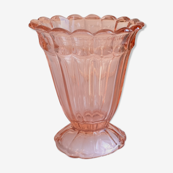 Vase verre rose