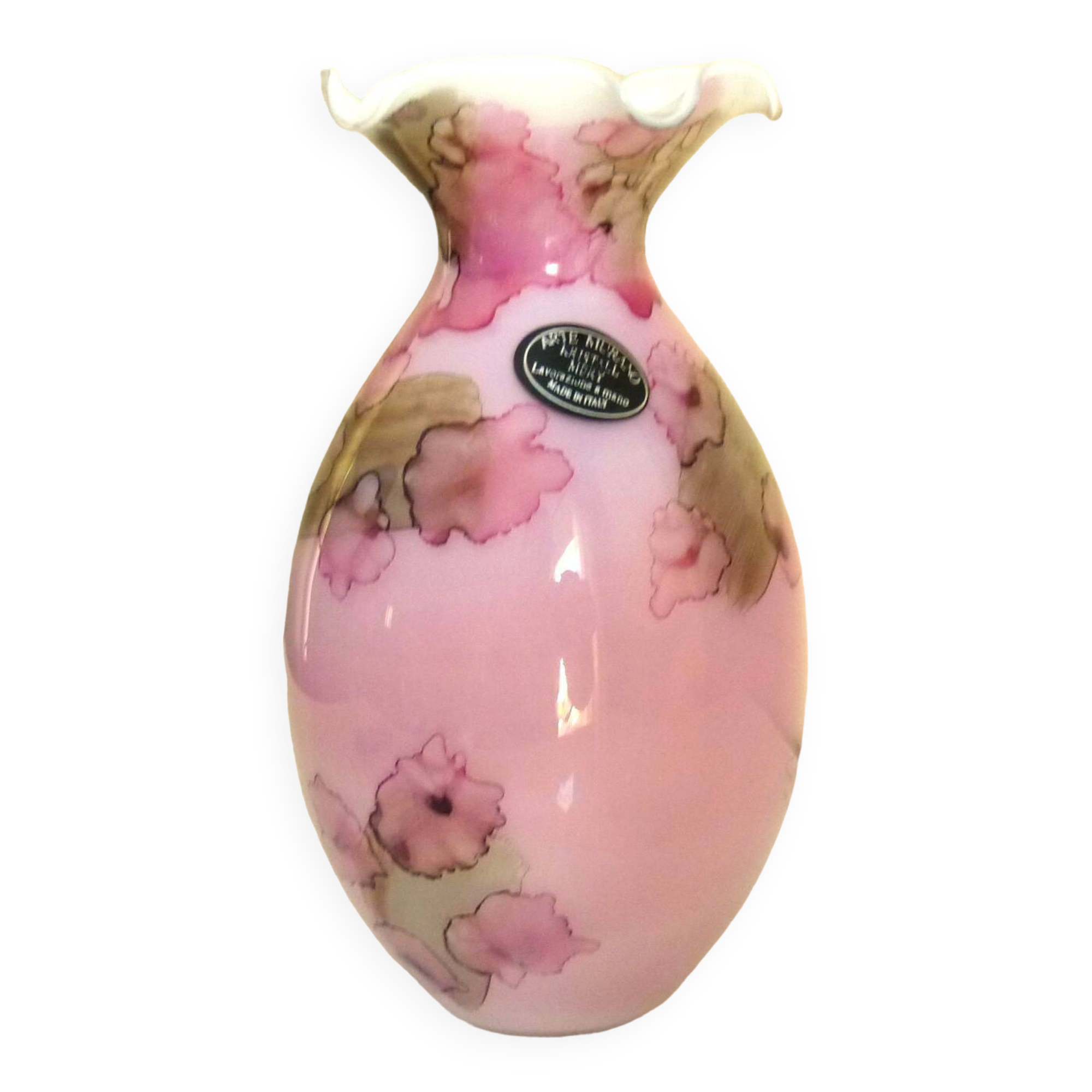 Pink vase, Murano Kristall Mery, blown glass with inclusions