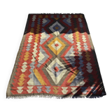 Multicoloured handmade wool kilim rug. Turkey, 1970s.