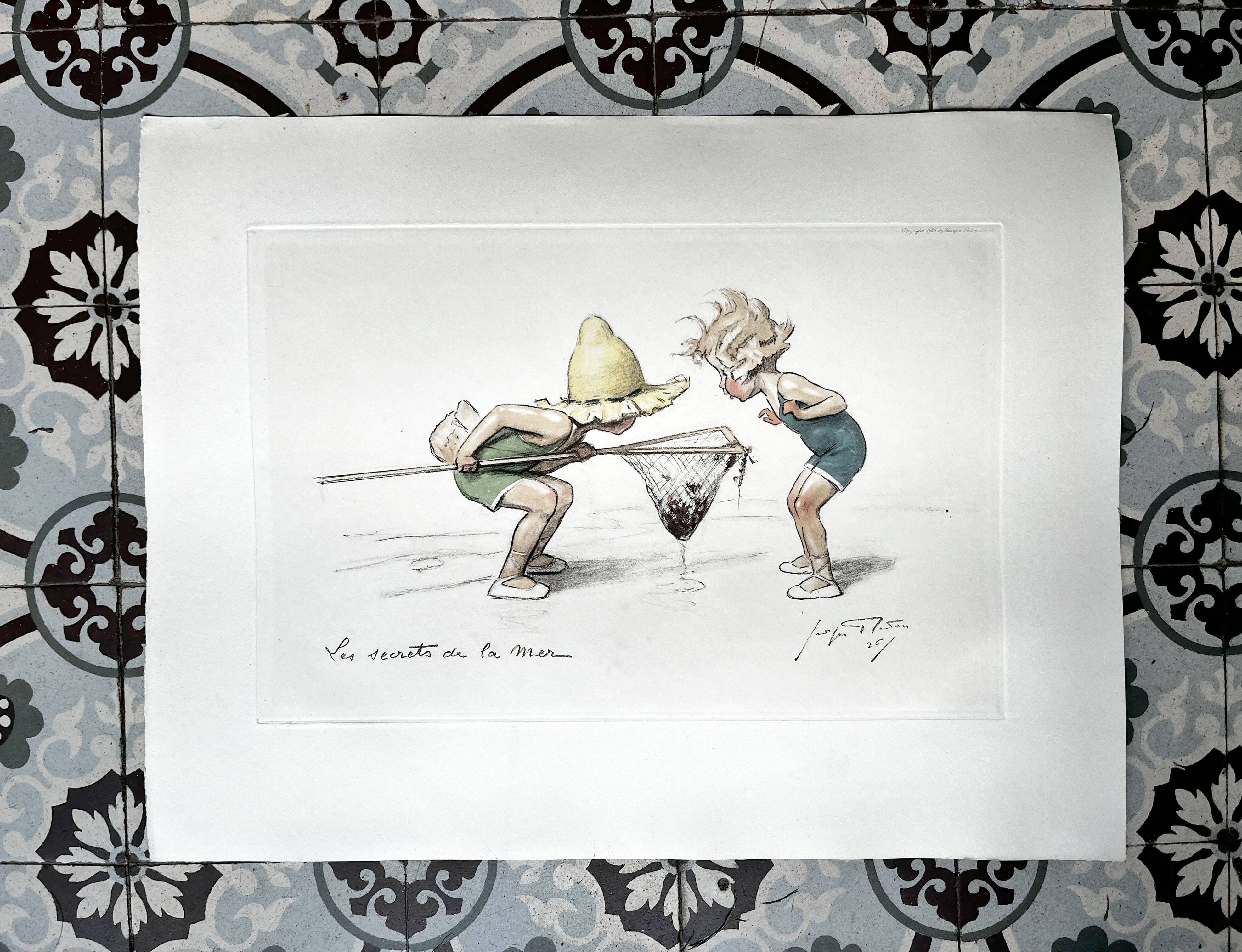 Lithograph “The secrets of the sea” by Georges Redon, 1926