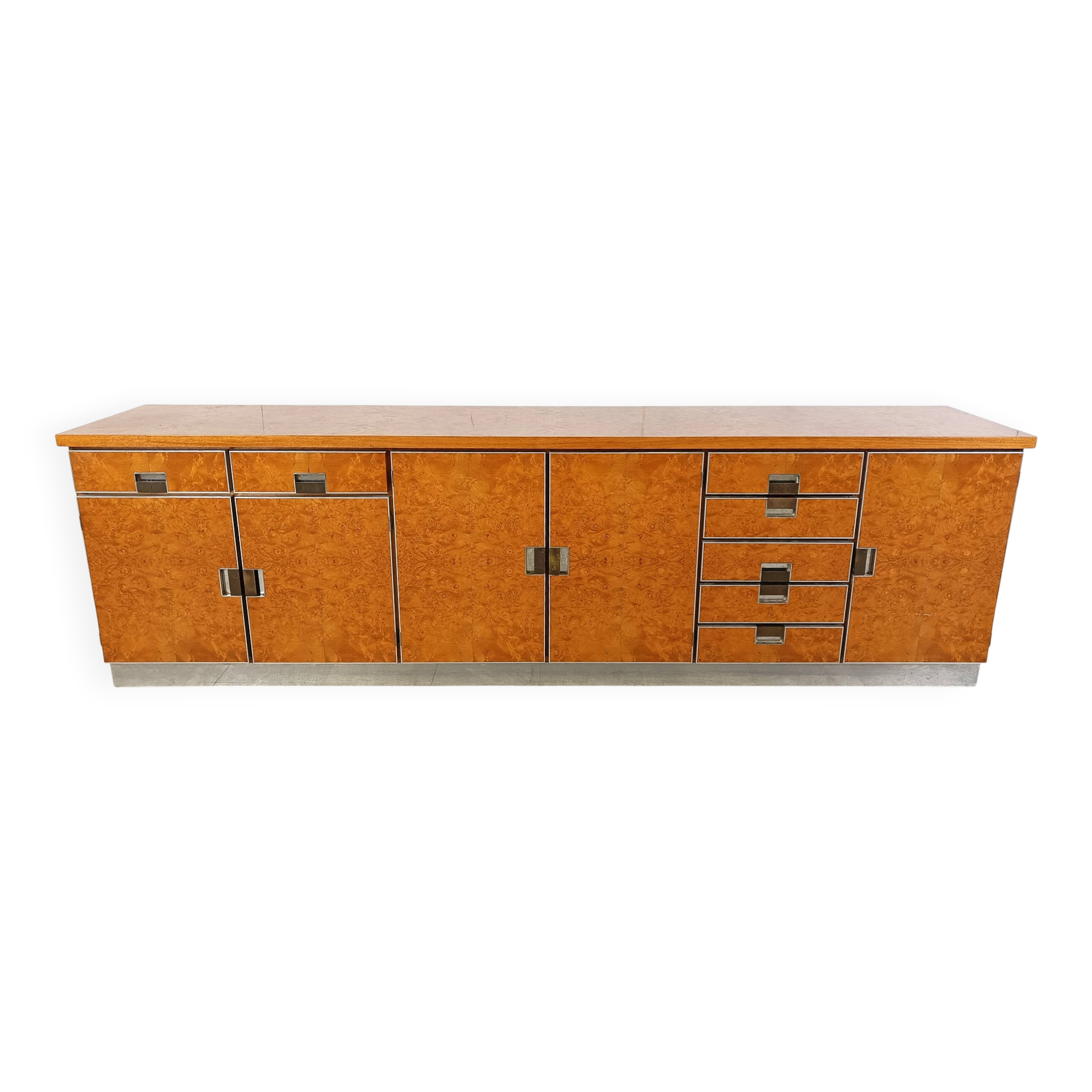 Vintage Italian burl wood credenza, 1970s