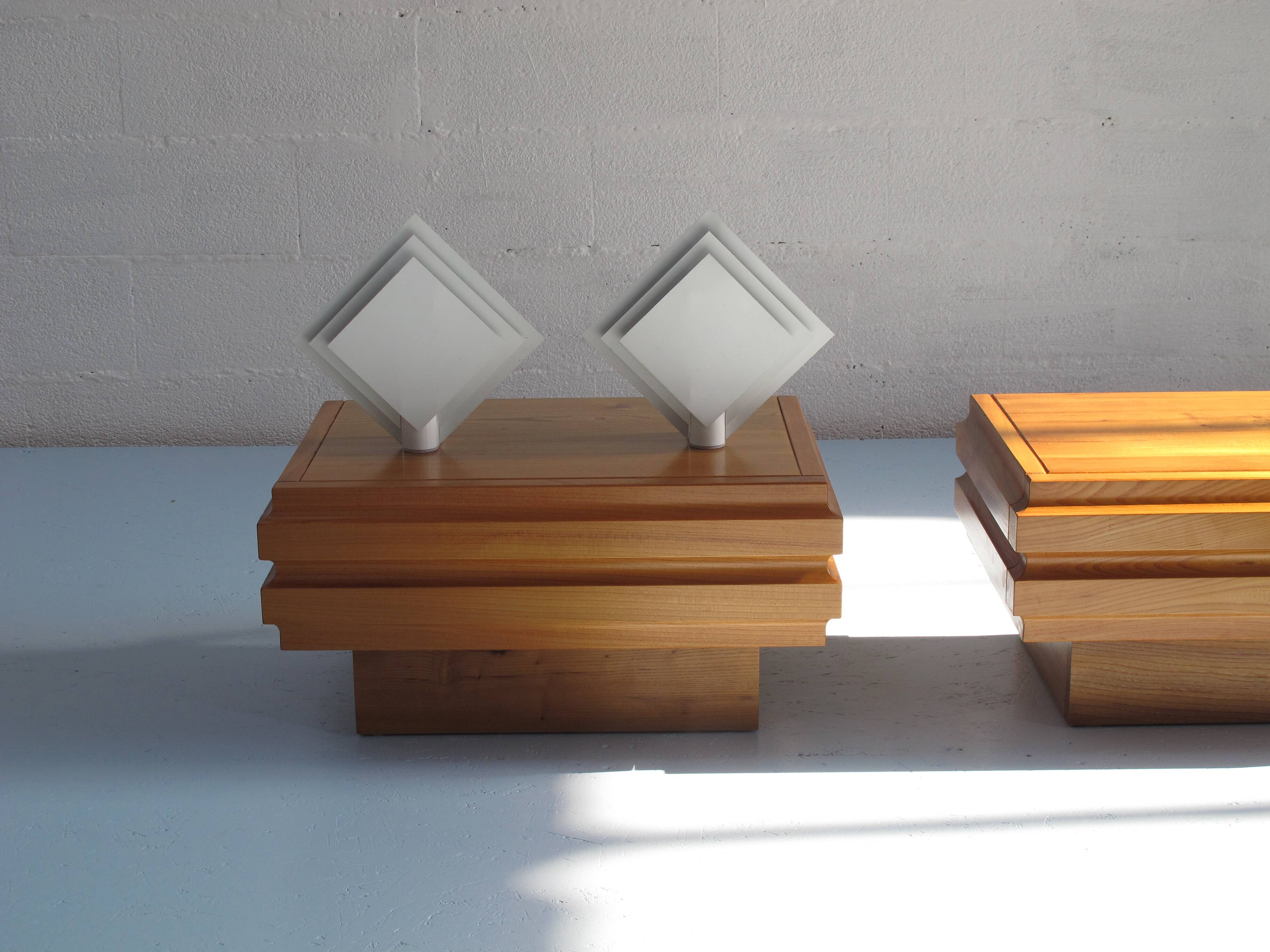 140 cm bed and bedside tables in certified solid elm regain