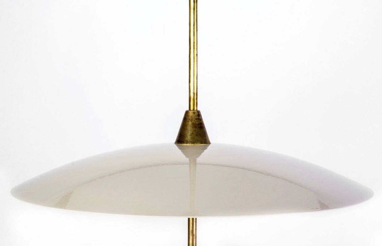Italian brass and lacque metal chandelier from the 50