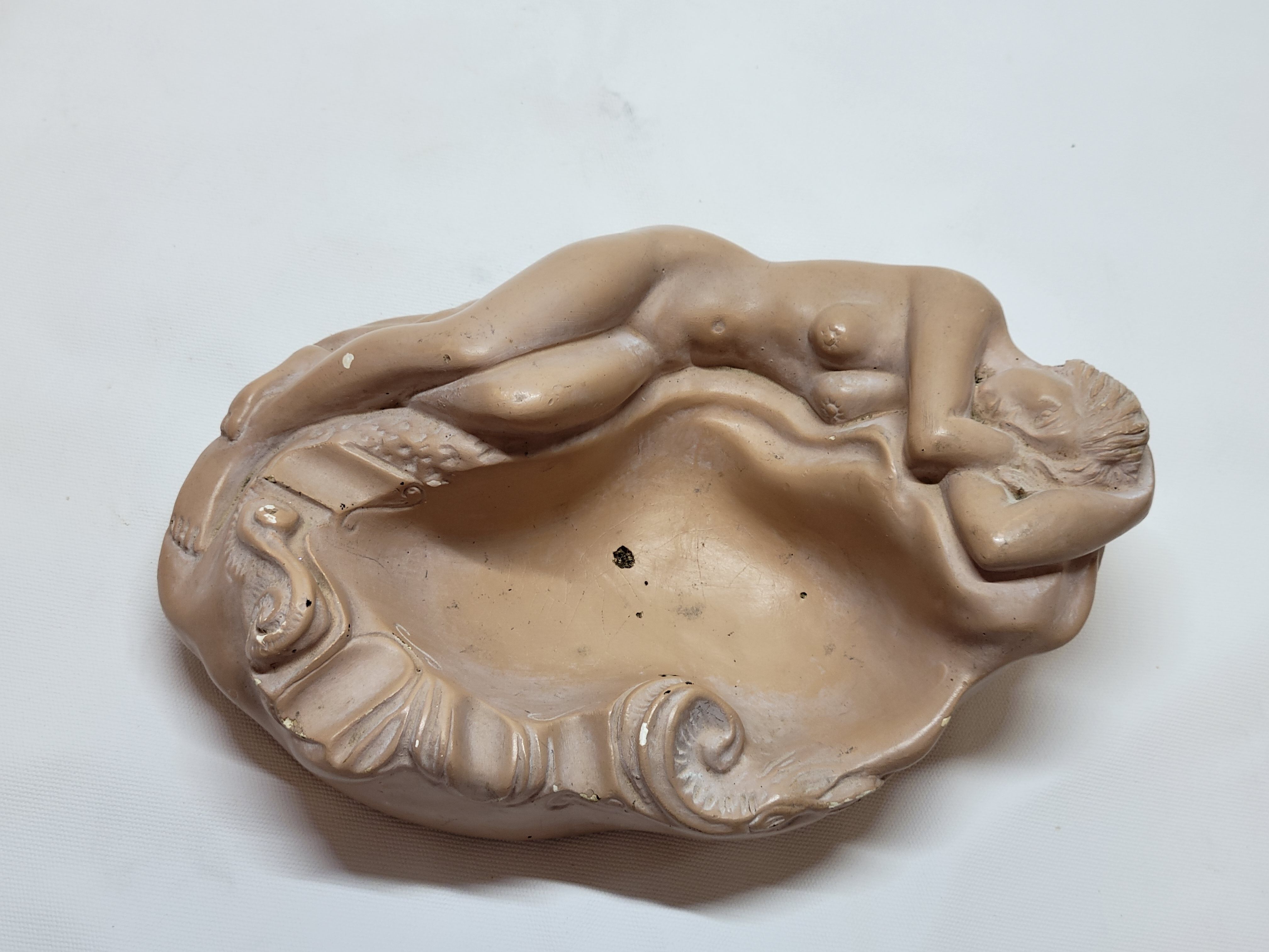 Empty plaster pocket sleeping woman art nouveau signed Carlo Conte