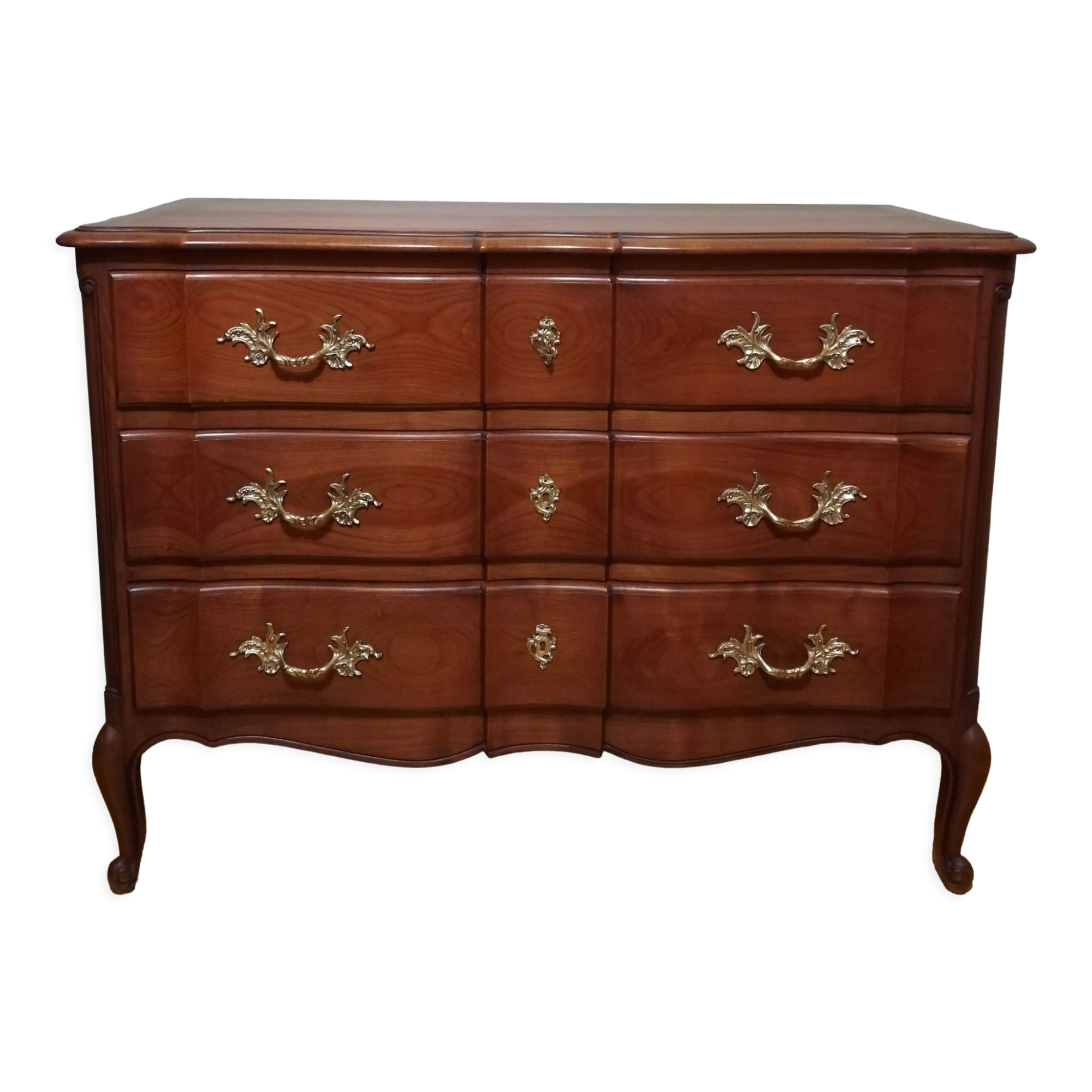 Commode arbalète trois tiroirs en merisier