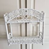 White wicker peacock shelf