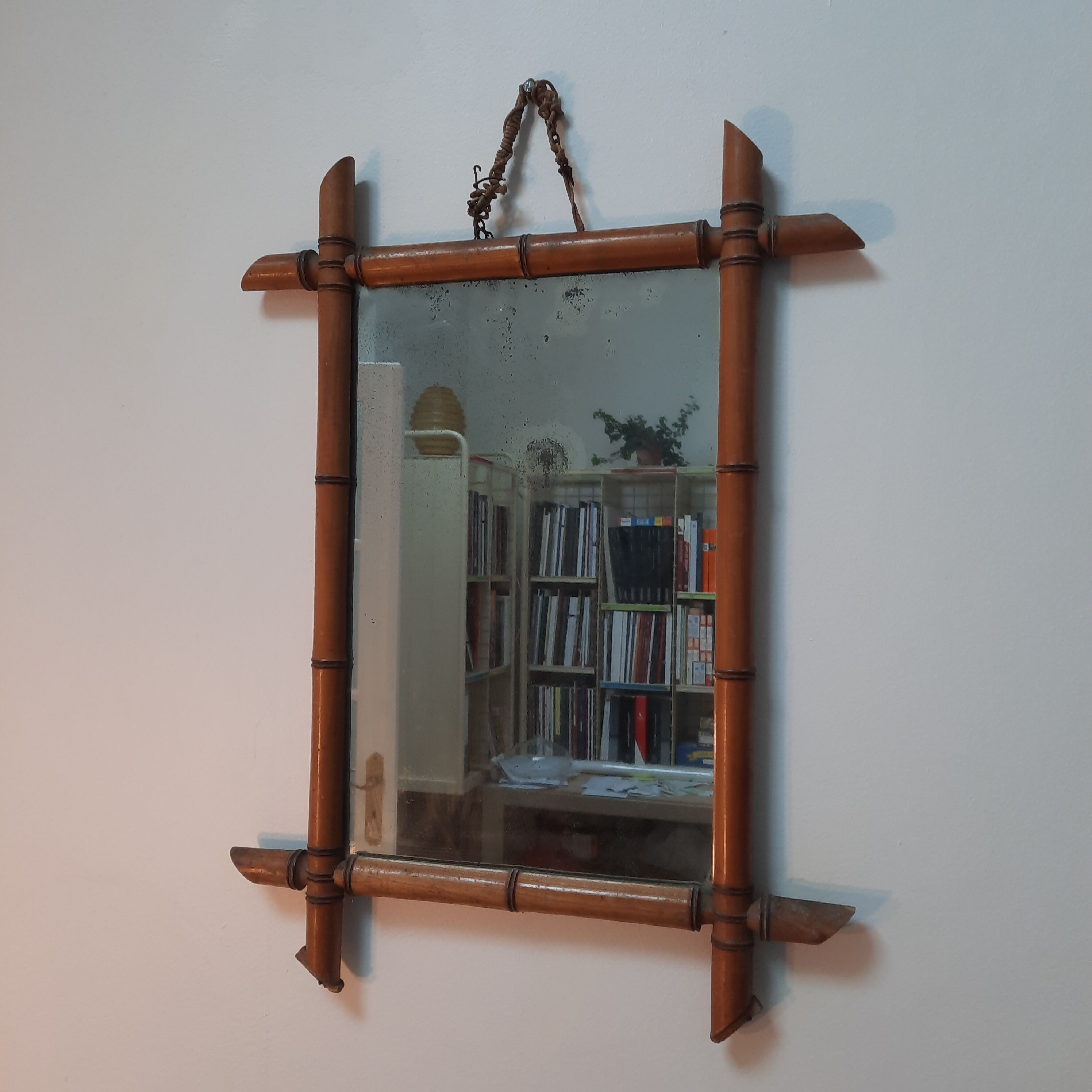 Old mirror Bamboo circa 1950 47x63cm
