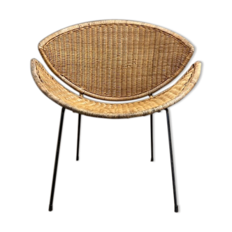 1950 rattan and iron armchair