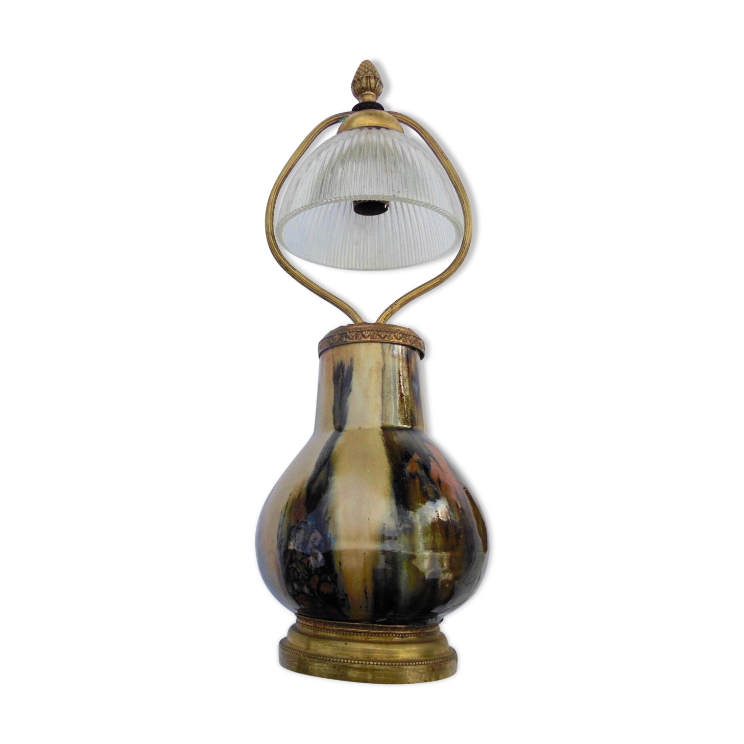 Lamp flamed decoration by Jean Langlade - Puisaye sandstone