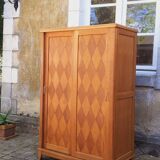 Vintage 1950s oak wardrobe with compass legs