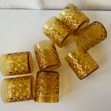 8 amber glasses