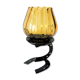 Candle holder photophore metal horseshoe and vintage amber glass