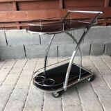 Vintage chrome and smoked black glass bar cart - 1970s design